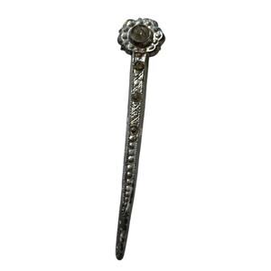 Vintage Silver Tone Rhinestone Flower Brooch Sword Shape Art Deco Pin